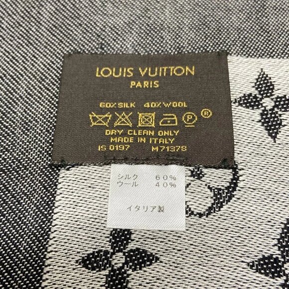 LOUIS VUITTON Shawl Monogram Denim Noir - Scarf Silk Wool 320-070125 - Picture 11 of 11